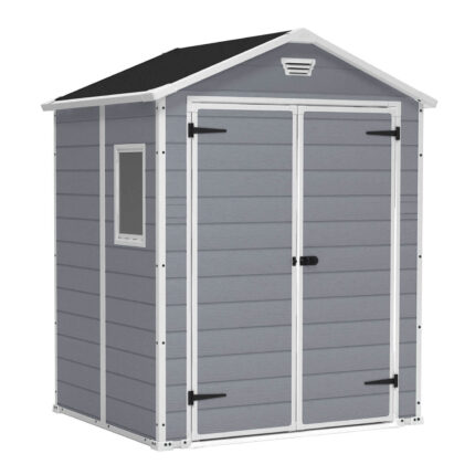 Keter Manor Outdoor Apex Garden Storage Shed, 6 x 5 feet - Grey