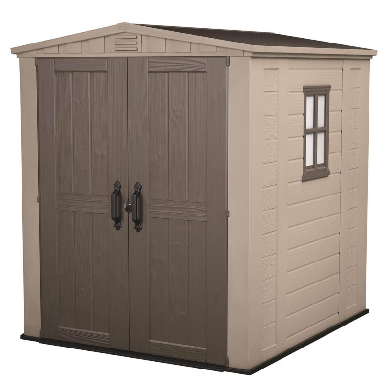 Keter Factor Outdoor Apex Garden Storage Shed, 6 x 6 feet - Beige