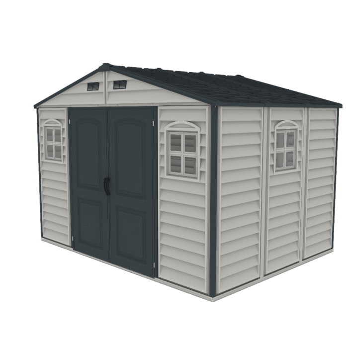 Duramax Woodside Plus - 10ft x 8ft Plastic Garden Shed in Grey