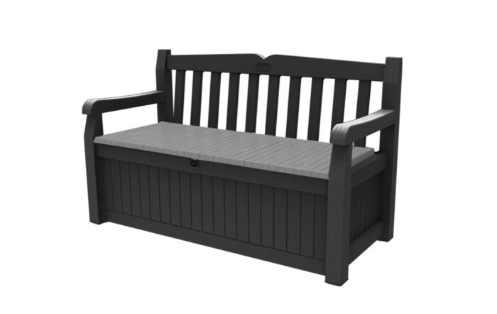 Keter Eden Bench 265L Outdoor 60% recycled Garden Furniture Storage Box Graphite & Light Grey | Fade Free | All Weather Resistant | Safe and Secure | Zero Maintenance | 2 year Warranty - Image 1