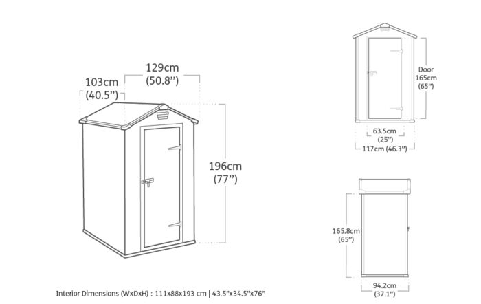 Keter Manor Outdoor Garden Storage Shed, Grey, 4 x 3 ft - Image 2