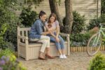 Keter Eden Bench 265L Outdoor 60% recycled Garden Furniture Storage Box Beige & Brown Wood Panel Effect | Fade Free | All Weather Resistant | Safe and Secure | Zero Maintenance | 2 year Warranty - Image 9