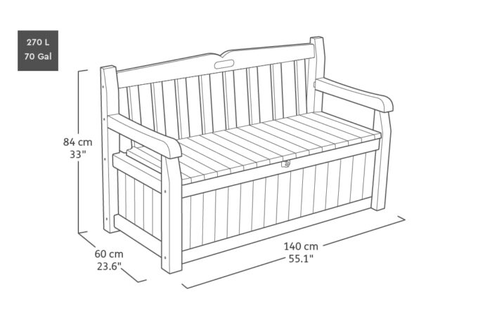 Keter Eden Bench 265L Outdoor 60% recycled Garden Furniture Storage Box Graphite & Light Grey | Fade Free | All Weather Resistant | Safe and Secure | Zero Maintenance | 2 year Warranty - Image 7