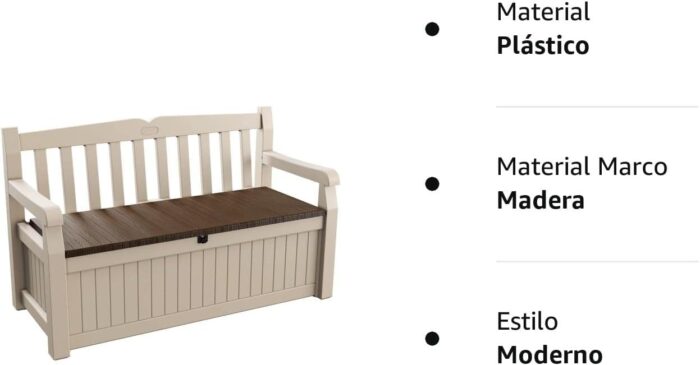 Keter Eden Bench 265L Outdoor 60% recycled Garden Furniture Storage Box Beige & Brown Wood Panel Effect | Fade Free | All Weather Resistant | Safe and Secure | Zero Maintenance | 2 year Warranty - Image 4