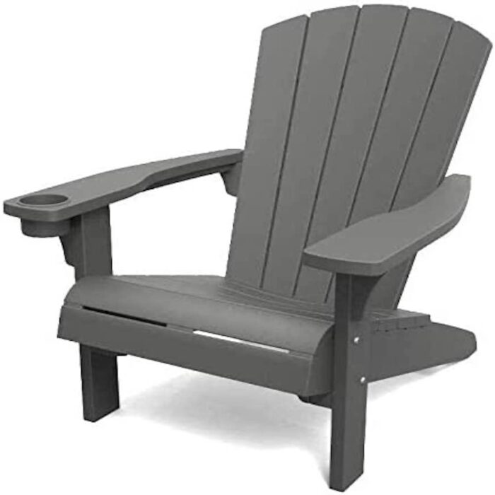 Keter Alpine Adirondack Outdoor Garden Furniture Chair - Graphite Grey - Image 1