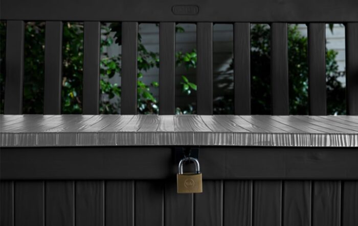 Keter Eden Bench 265L Outdoor 60% recycled Garden Furniture Storage Box Graphite & Light Grey | Fade Free | All Weather Resistant | Safe and Secure | Zero Maintenance | 2 year Warranty - Image 6