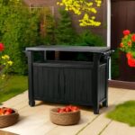 Keter Unity XL Outdoor Portable Table and Storage Cabinet with Hooks for Grill Accessories Stainless Steel Top for Patio, Kitchen, Island or Bar Cart, Dark Grey - Image 13