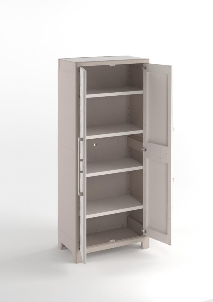 Keter Gulliver High Indoor Garage Utility Multi Purpose Cabinet - Beige/Sand - Image 5