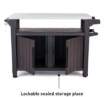 Keter Unity XL BBQ Side Table, Dimensions 134 x 51.7 x 89.6 cm, Grey, Weatherproof, Stainless Steel Worktop, Outdoor Sideboard, Perfect for Grilling in Spring - Image 7