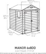Keter Manor Outdoor Plastic Garden Storage Shed, Grey, 6 x 8 ft - Image 3