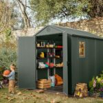 Keter Darwin 6x8ft Outdoor Resin Garden Shed – Green Evotech+ Wood-Look | Waterproof Resin Storage for Tools & Bikes | Double Doors | Lockable | 15 Yr Warranty | Zero Maintenance - Image 7