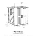 Keter Factor Outdoor Apex Double Door Garden Storage Shed 6 x 6ft Beige Brown Wood effect | Fade Free | All Weather Resistant | Safe and Secure | Zero Maintenance | 15 year Warranty - Image 4