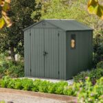 Keter Darwin 6x8ft Outdoor Resin Garden Shed – Green Evotech+ Wood-Look | Waterproof Resin Storage for Tools & Bikes | Double Doors | Lockable | 15 Yr Warranty | Zero Maintenance - Image 8