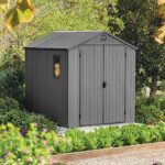 Keter Darwin Outdoor Apex Double Door Garden Storage Shed 6 x 8ft Grey Evotech+ Wood Look and Feel | Fade Free | All Weather Resistant | Safe and Secure | Zero Maintenance | 15 year Warranty - Image 9