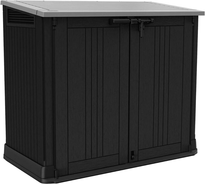 Keter 249319 Store it Out Nova Outdoor Garden Storage Shed, 32 x 71.5 x 113.5 cm, Dark Grey with Light Grey Lid - Image 1