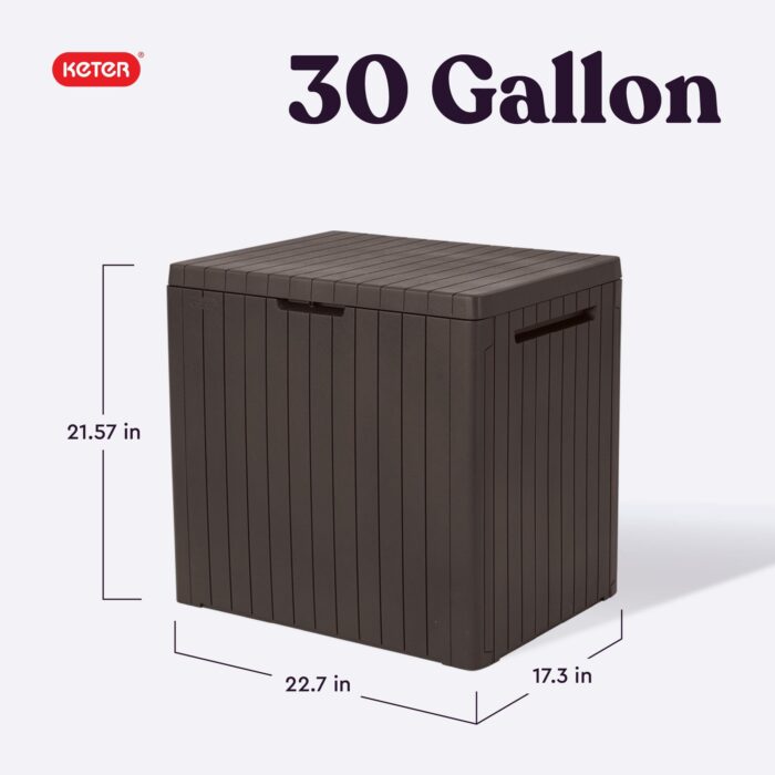 Keter City Brown Resin Deck Box Patio Furniture Pool Accessories and Outdoor Toy Storage - Image 7