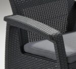 Keter GF06784 Corfu Outdoor 4 Seater Rattan Sofa Furniture Set with Accent Table - Graphite with Cream/Mushroom Cushions - Image 7