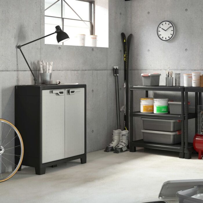 Keter Titan Low Indoor Garage Utility Multi purpose Cabinet - Black-Grey - Image 4