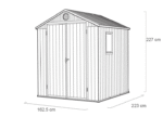 Pro Grade 6ft x 8ft Premium Plastic Double Door Garden Shed - Grey/Anthracite Wood Touch Texture