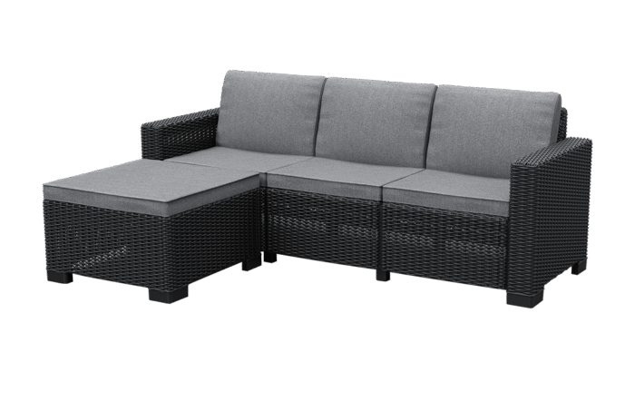 California 3 Seater Chaise Longue Mini - Grey