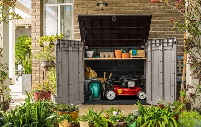 Keter Store It Out Pro Outdoor Garden Furniture Storage Shed Beige with Brown Lid Fade Free All Weather Resistant Safe and Secure Zero Maintenance 5 year Warranty - Image 4
