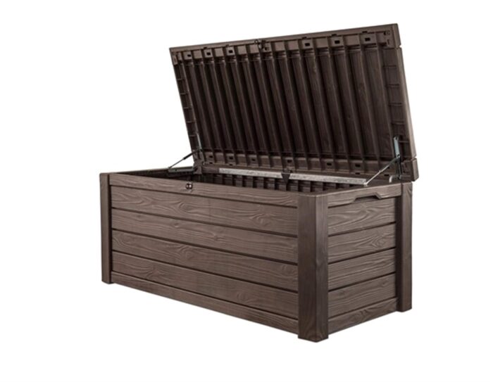 Keter Westwood 570L Outdoor 75% recycled Garden Furniture Storage Box Brown Wood Panel Effect ; Fade Free ; All Weather Resistant ; Safe and Secure ; Zero Maintenance ; 2 year Warranty - Image 8