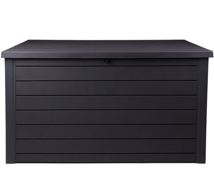 Keter Ontario XXL Cushion Box, Storage Box, Anthracite, 870 Litres, Wood Look with Gas Pressure Springs, Approx. 146 x 82 x 86 (H) cm - Image 1