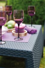 Keter GF06784 Corfu Outdoor 4 Seater Rattan Sofa Furniture Set with Accent Table - Graphite with Cream/Mushroom Cushions - Image 5