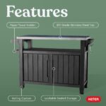 Keter Unity XL Outdoor Portable Table and Storage Cabinet with Hooks for Grill Accessories Stainless Steel Top for Patio, Kitchen, Island or Bar Cart, Dark Grey - Image 12
