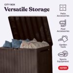 Keter City Brown Resin Deck Box Patio Furniture Pool Accessories and Outdoor Toy Storage - Image 5