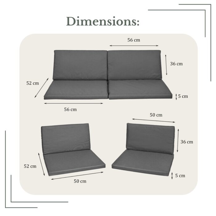 SOFTILLO Waterproof Outdoor Seat Cushions Pad for Keter Allibert Monaco - Comfy Set Cushion Pads For Patio Rattan Furniture - Removable Cover - Water Resistant Material, Foam - 8 Piece - Graphite - Image 8