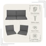 SOFTILLO Waterproof Outdoor Seat Cushions Pad for Keter Allibert Monaco - Comfy Set Cushion Pads For Patio Rattan Furniture - Removable Cover - Water Resistant Material, Foam - 8 Piece - Graphite - Image 9