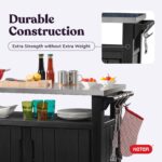 Keter Unity XL Outdoor Portable Table and Storage Cabinet with Hooks for Grill Accessories Stainless Steel Top for Patio, Kitchen, Island or Bar Cart, Dark Grey - Image 10