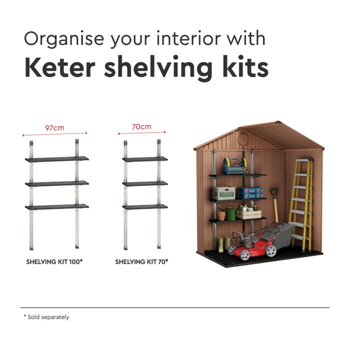Keter Darwin Outdoor Apex Double Door Garden Storage Shed 6 X 4ft Brown Wood Look And Feel | Fade Free | All Weather Resistant | Safe And Secure | Zero Maintenance | 15 Year Warranty - Image 8