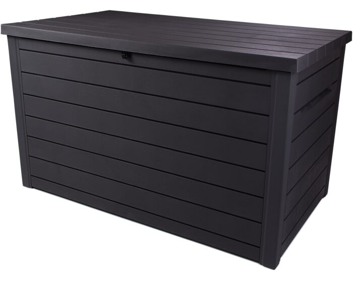 Keter Ontario XXL Cushion Box, Storage Box, Anthracite, 870 Litres, Wood Look with Gas Pressure Springs, Approx. 146 x 82 x 86 (H) cm - Image 8