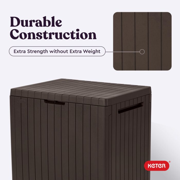 Keter City Brown Resin Deck Box Patio Furniture Pool Accessories and Outdoor Toy Storage - Image 2