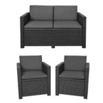 SOFTILLO Waterproof Outdoor Seat Cushions Pad for Keter Allibert Monaco - Comfy Set Cushion Pads For Patio Rattan Furniture - Removable Cover - Water Resistant Material, Foam - 8 Piece - Graphite - Image 7