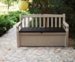 Keter Eden Bench 265L Outdoor 60% recycled Garden Furniture Storage Box Beige & Brown Wood Panel Effect | Fade Free | All Weather Resistant | Safe and Secure | Zero Maintenance | 2 year Warranty - Image 2