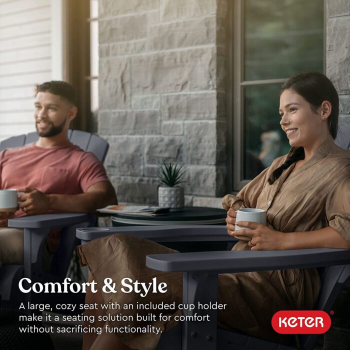 Keter Alpine Adirondack Outdoor Garden Furniture Chair - Graphite Grey - Image 10