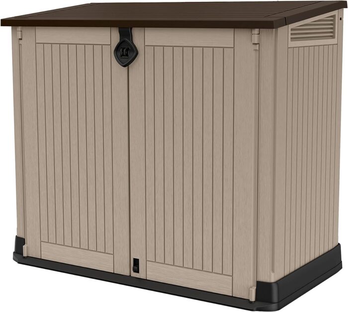 Keter Store-It Out Midi Outdoor Garden Storage Shed, Beige and Brown, 130 x 74 x 110 cm - Image 1