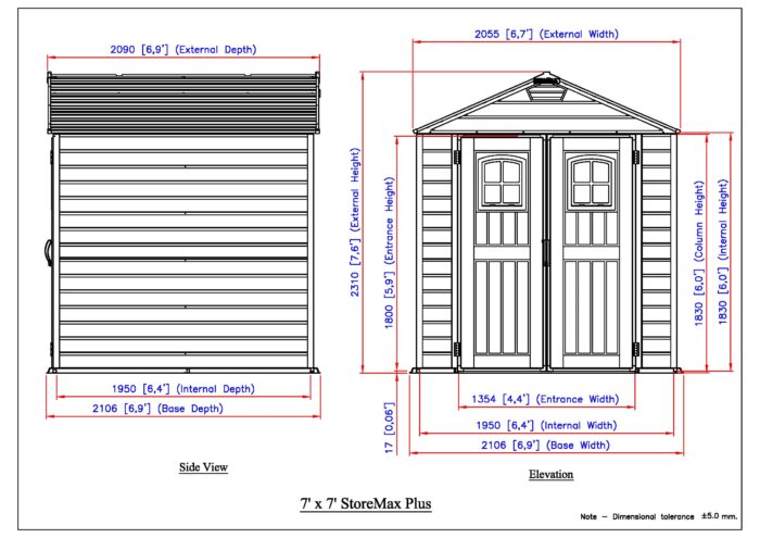 Duramax StoreMax Plus - 7ft x 7ft Plastic Garden Shed in Grey