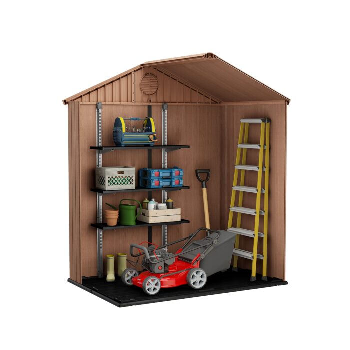 Keter Darwin Outdoor Apex Double Door Garden Storage Shed 6 X 4ft Brown Wood Look And Feel | Fade Free | All Weather Resistant | Safe And Secure | Zero Maintenance | 15 Year Warranty - Image 7