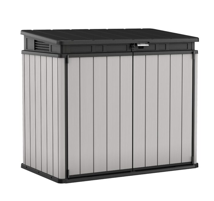 Keter Store It Out Premier XL Outdoor Garden Storage Shed, Grey and Black, 141 x 82 x 123.5 cm - Image 1