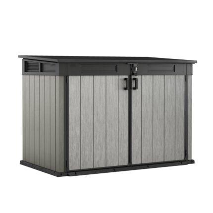 Keter Grande Store Outdoor Double Door Garden Furniture Storage Shed Grey Duotech+ Wood Look and Feel | Fade Free | All Weather Resistant | Safe and Secure | Zero Maintenance