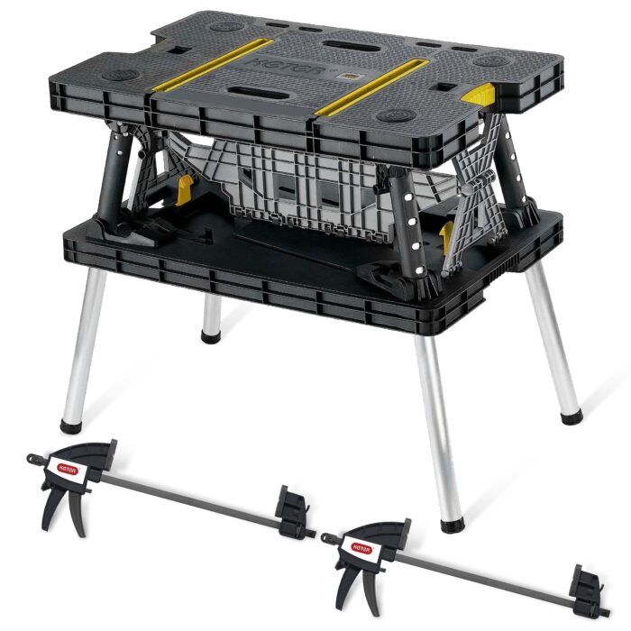 Keter Folding Work Table, Portable Workbench w/ 12" Clamps for Garage/Wood Shop - Image 1