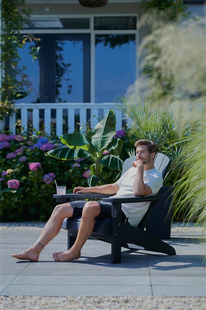 Keter Alpine Adirondack Outdoor Garden Furniture Chair - Graphite Grey - Image 2