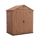 Keter Darwin Outdoor Apex Double Door Garden Storage Shed 6 X 4ft Brown Wood Look And Feel | Fade Free | All Weather Resistant | Safe And Secure | Zero Maintenance | 15 Year Warranty