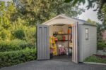 Keter Factor Outdoor Plastic Garden Storage Shed, Beige, 8 x 8 ft - Image 3