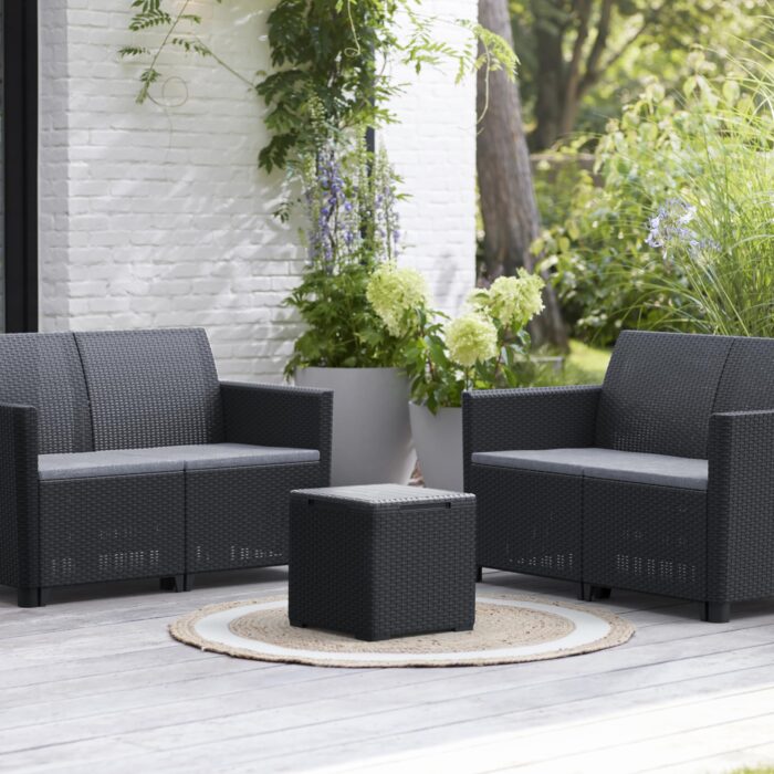 Keter Marie Outdoor Lounge Set | 2 Sofas + Vigo Storage Table + Cushions | Rattan-Effect Finish | Weatherproof Resin | 15-Min Easy Assembly | 3-Year Guarantee - Image 10