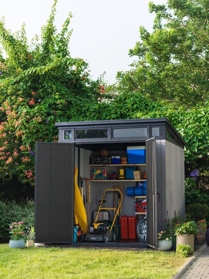 Keter Artisan Outdoor Pent Double Door Garden Storage Shed 7 x 7ft Grey Duotech+ Wood look and feel, Fade Free, All Weather Resistant, Safe and Secure, Zero Maintenance - Image 7